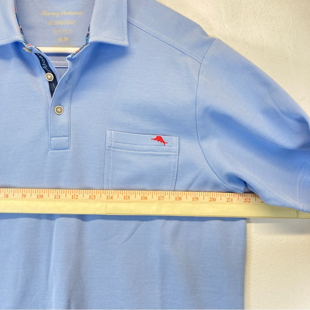 Tommy Bahama Men Polo Shirt M IslandZone Supima Light Blue Cotton Blend Casual - Picture 10 of 16